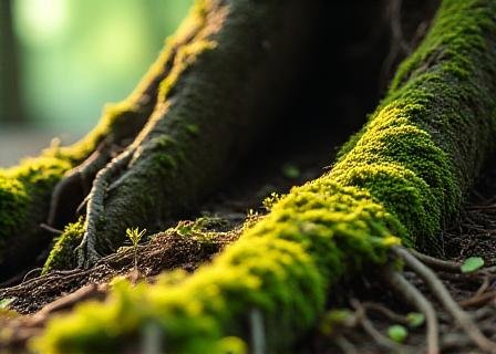 Detailed shot of tree roots and soil